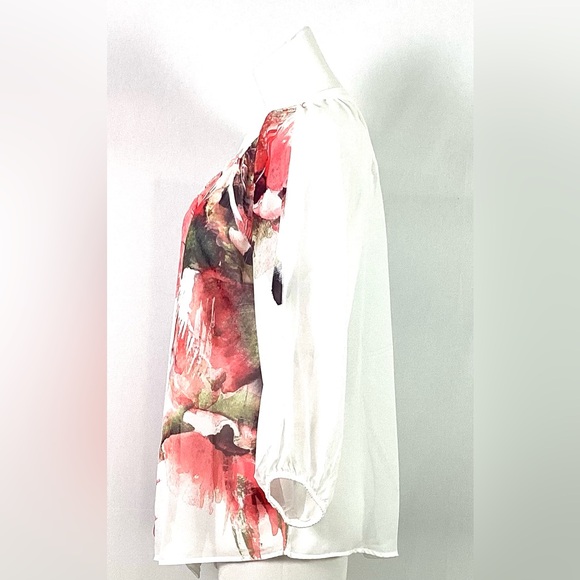 AB Studio– Henley collar chiffon blouse – size L - Picture 4 of 7